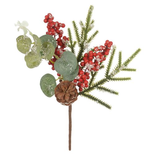 Haste Pick Berry Natal Açucarado C/ Pinha Vermelha 23 Cm (79243001) Florearte