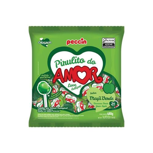 Pirulito Maçã Verde Do Amor 480 Gr Peccin
