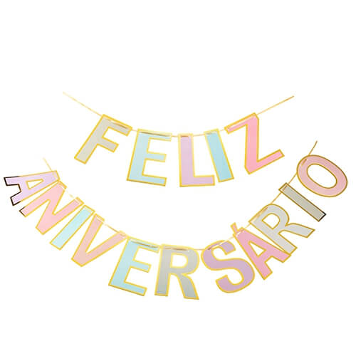 Faixa Feliz Aniversário Colorida Silver