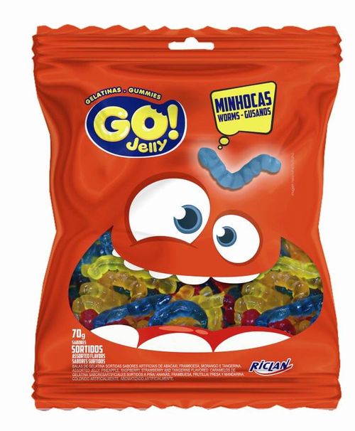 Bala Minhoca Sortida 70 Gr Go Jelly