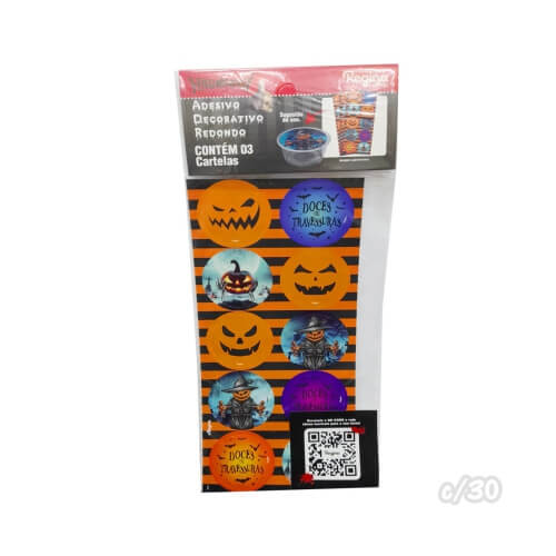 Adesivo Redondo Halloween C/ 30 Un Regina