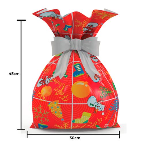 Saco Presente 30x45cm Natal Novo 50un Magna