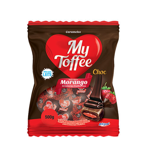 Bala My Toffee Chocolate C/ Morango 500 Gr Riclan