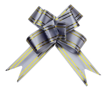 Laço Pronto Liso Prata Lista Dourada 18mm C/ 10un Brfestas