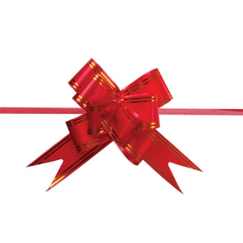 Laço Pronto Liso Vermelho Lista Dourada 18mm C/ 10un Brfestas