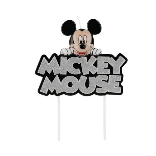 Vela Aniversário Mickey Colorido Glitter Prata (Dv002) Silver