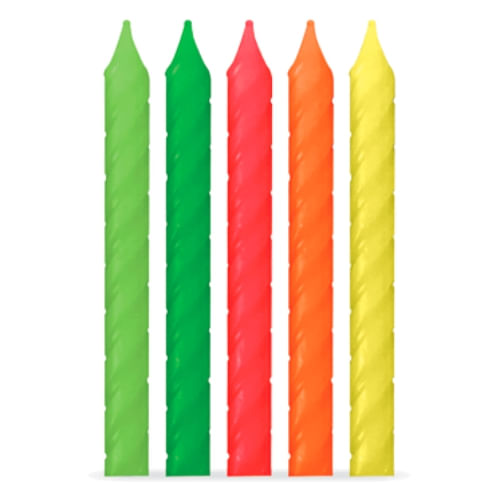 Vela Palito 8 Cm Espiral Neon C/ 10 Un Silver