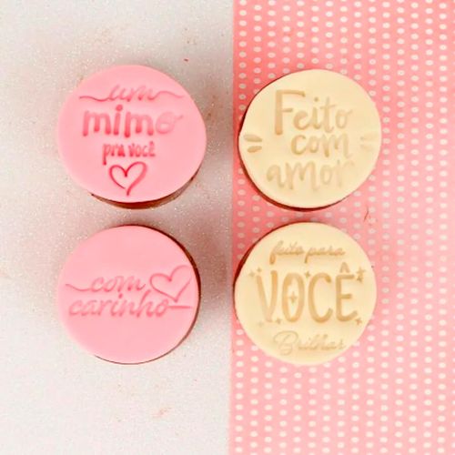 Kit Carimbo Frases Mimos Rosa Bb 5cm Bluestar