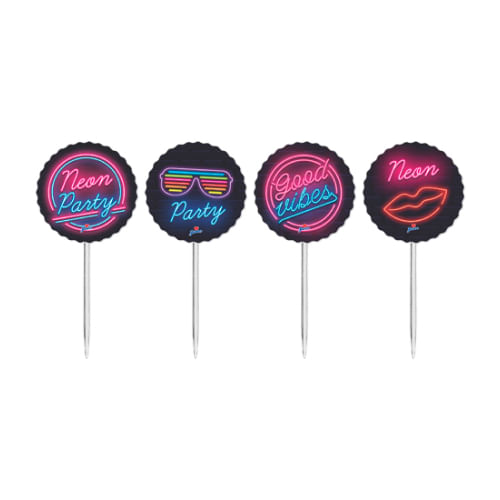 Toppers P/ Doces E Salgados Neon V2 C/ 8 Un Junco