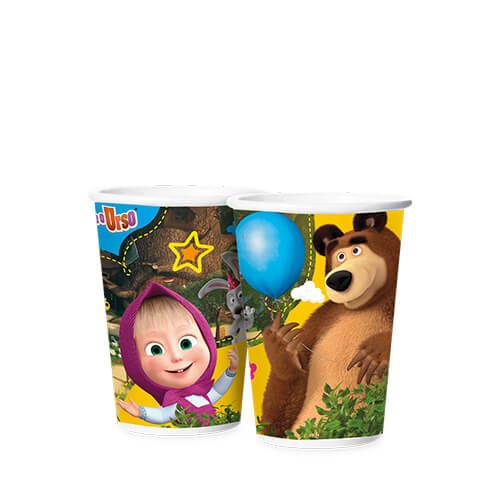 Copo Descartavél Papel 180 Ml Masha E O Urso C/ 12 Un Regina