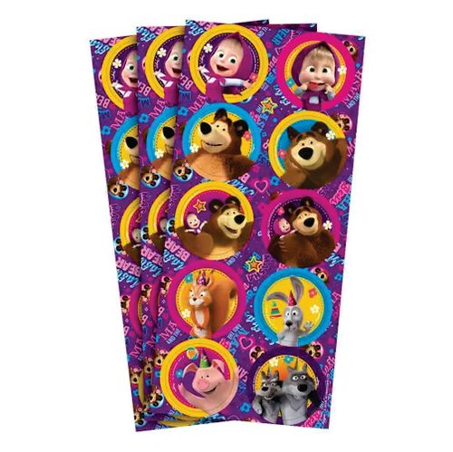 Adesivo Redondo Masha E O Urso C/ 30 Un Regina