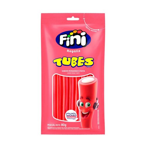 Bala Tubes Morango 80 Gr Fini