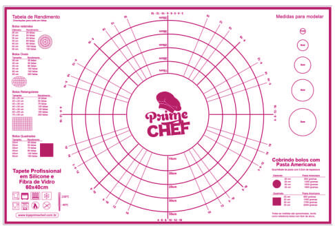 Tapete Silicone E Fibra De Vidro 60x40 Cm (T2-Pink) Prime Chef