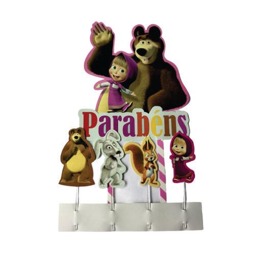 Topo P/ Bolo Menina E Urso C/ 5 Pçs Pablo