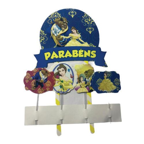 Topo P/ Bolo Princesa E A Fera C/ 5 Pçs Pablo