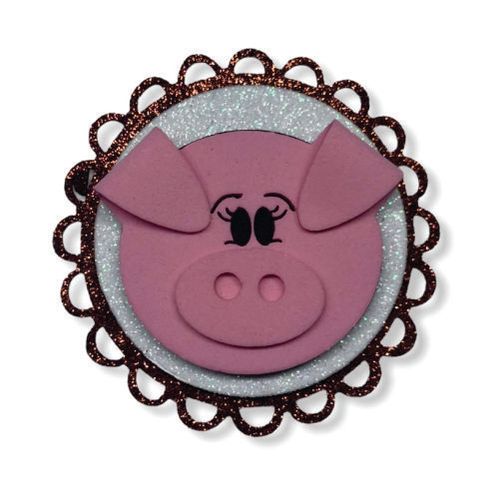 Aplique E.V.A C/ Glitter Porquinho 7,5x7,5 Cm C/ 05 Un (Pf105023) Fox Import