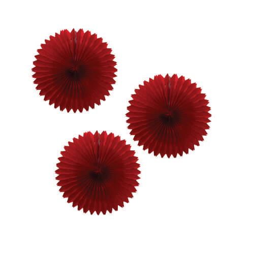 Kit Enfeite Leque De Papel 20 Cm Vermelho C/ 3 Un Fox Import