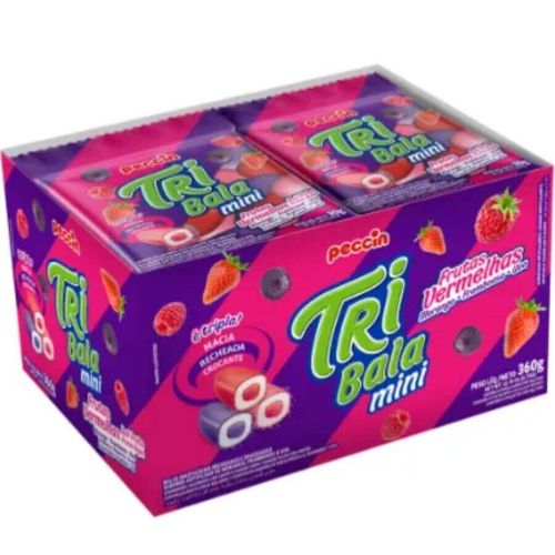 Bala Tribala Mini Morango C/ 12 Un 360 Gr Peccin