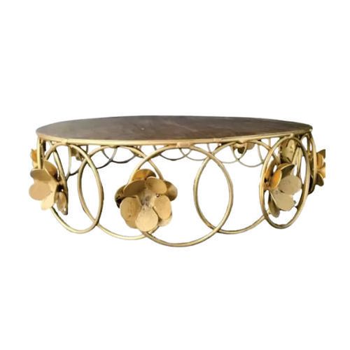 Bandeja Luxo Metal Flores E Argolas Dourada 25 Cm (Af.639) Arts Ferro