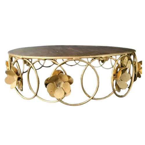 Bandeja Luxo Metal Flores E Argolas Dourada 30 Cm (Af.637) Arts Ferro