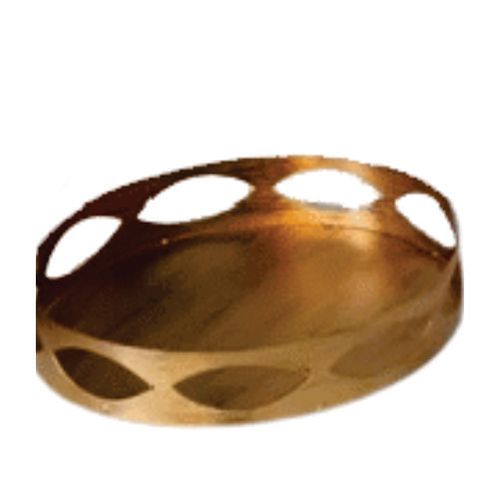 Bandeja Luxo Metal Retalho Dourada 25 Cm (01) Arts Ferro