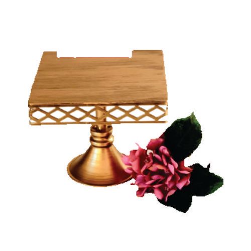 Bandeja Luxo Metal Losango Pe Corneta Quadrada Dourada Pequena 10x12 Cm (01) Art