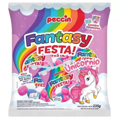 Bala Fantasy Festa Unicornio C/ 10 Un 235 Gr Peccin
