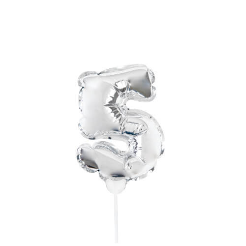 Mini Balão Met. C/ Vareta Prata N°5 19 Cm (29002747) Sempertex