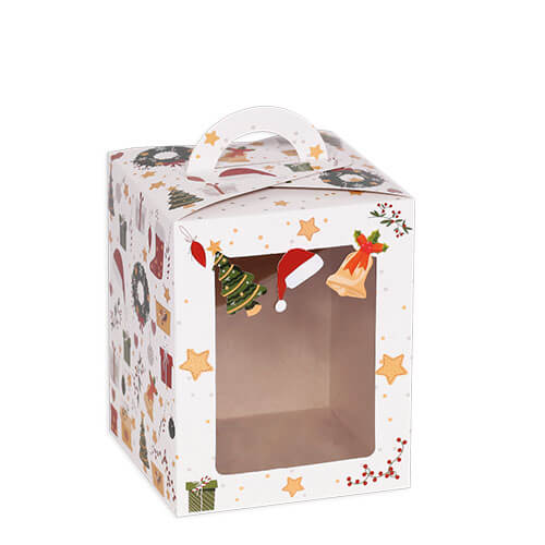 Caixa Panetone 100 Gr C/ Visor Natalino Presente Natalinos (103312) C/ 10 Un Decora