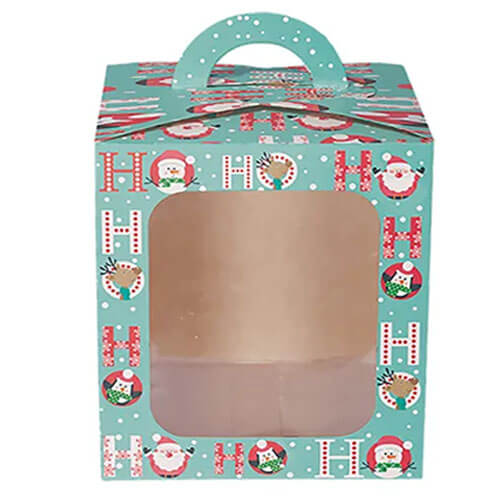 Caixa Panetone 500 Gr C/ Visor Hohoho Tiffany (7872) C/ 10 Un Decora