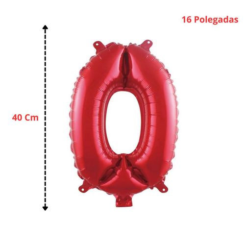 Balao Numero Metalizado 40cm Vermelho
