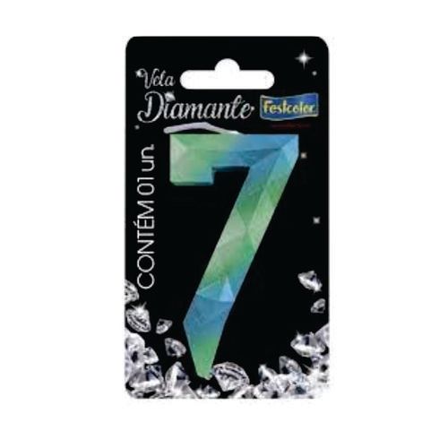 Vela Aniver Diamante Azul/Verde Festcolor