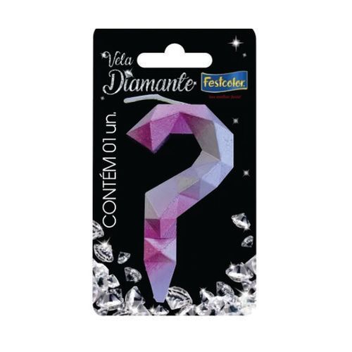 Vela Aniver Diamante Rosa/Prateada Festcolor
