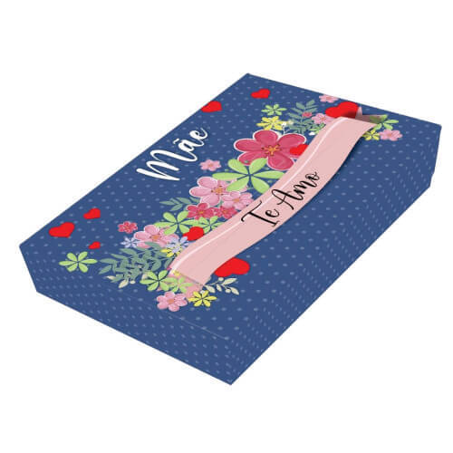 Caixa Media Baixa 2 Corações Lapidados 200 Gr Mãe Te Amo (2294) C/ 3 Un Erika