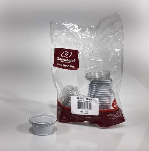 Pote P/ Molho 30 Ml Branco C/ Tampa C/ 20 Un G695 Sf Galvanotek