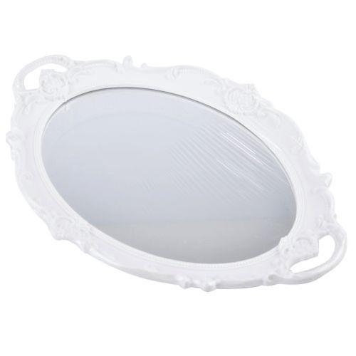 Bandeja Oval Branco C/ Espelho 37x24 Cm (Wx6883) Wellmix