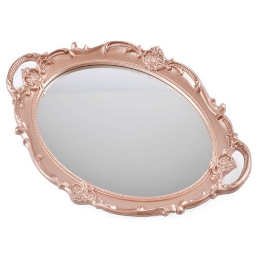 Bandeja Oval Ornamental Rose C/ Espelho 37x25 Cm (Wx6886) Wellmix