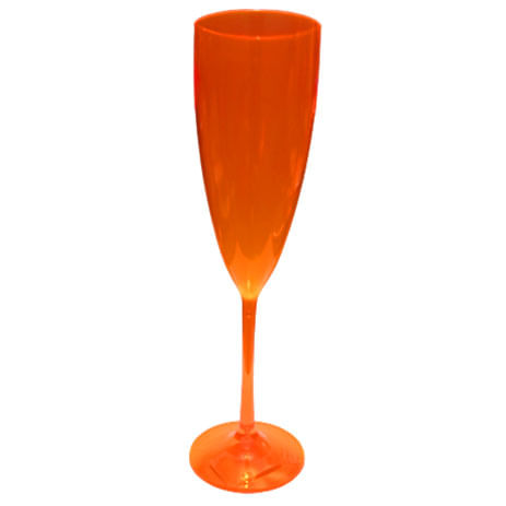 Taça Champanhe 170 Ml Transparente Laranja Neon Amalu