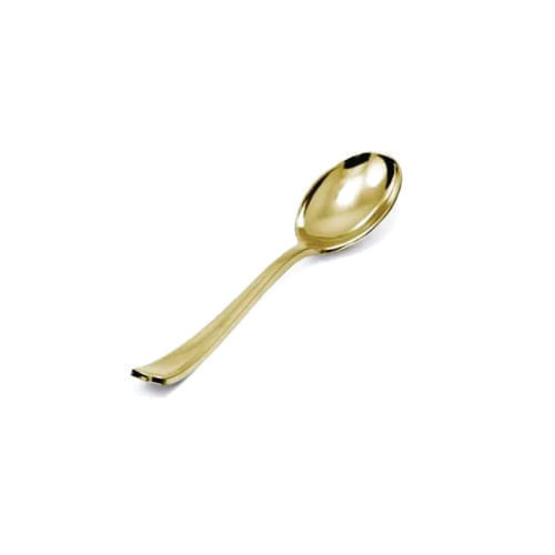 Colher Sobremesa Linha Gold Premium Dourado (Aa009) C/ 08 Un Silver Plastic