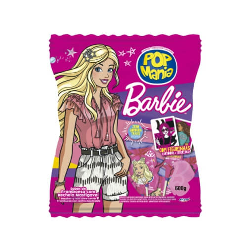Pirulito Barbie Framboesa C/ 50 Un 600 Gr Pop Mania