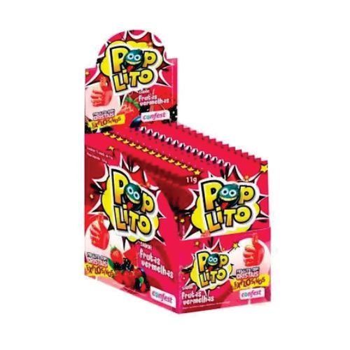 Pirulito Pop Lito Explosivo Frutas Vermelhas Display C/ 15 Un Confest