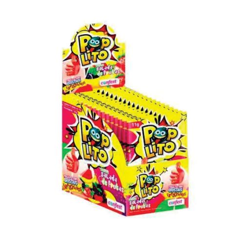 Pirulito Pop Lito Explosivo Salada De Frutas Display C/ 15 Un Confest