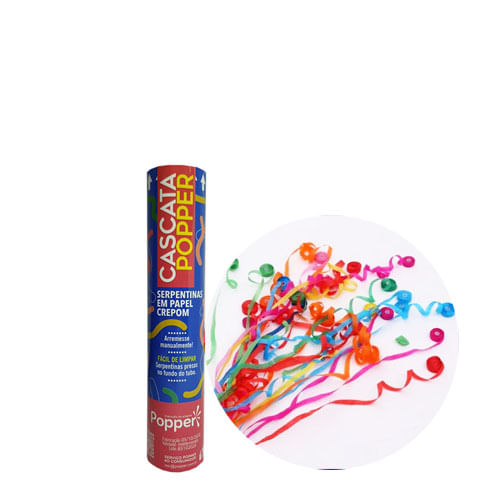 Lança Confete 25 Cm Serpentina Colorido Em Crepom (Ht8825) Popper