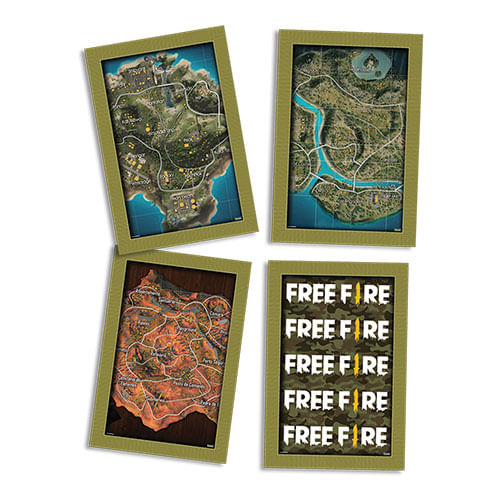 Quadros Decorativos Free Fire C/ 4 Un Festcolor