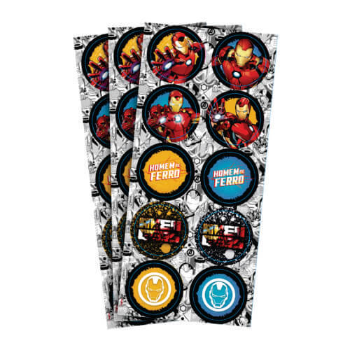 Adesivo Redondo Homem De Ferro C/ 3 Un Regina