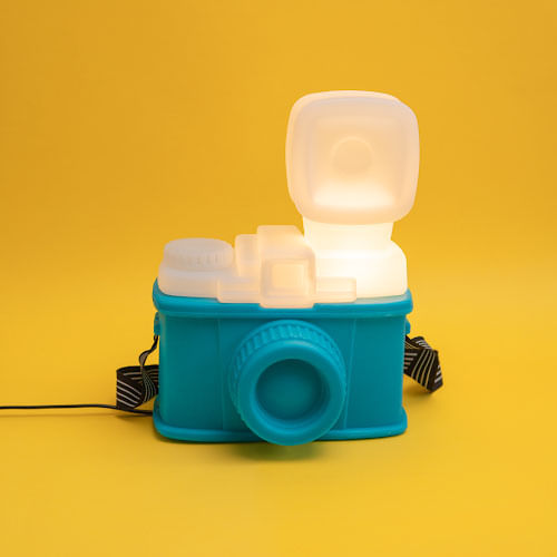 Luminária Tomada Camera Retrô Verde Água Usare