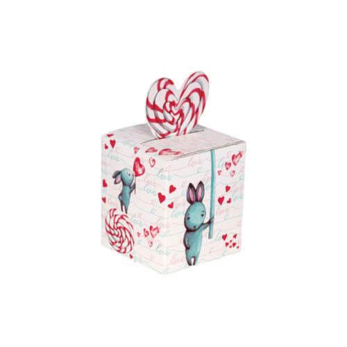 Caixa Cubo C/ Coração Love C/ 10 Un Decora