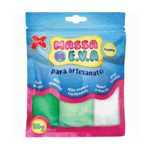 Massa De Eva Verde Cl/Verde Esc/Branco 50 Gr Makemais