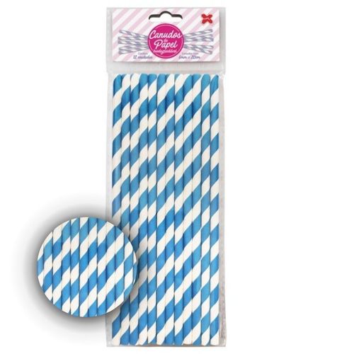 Canudo Papel Listrado 12 Unidades Makemais