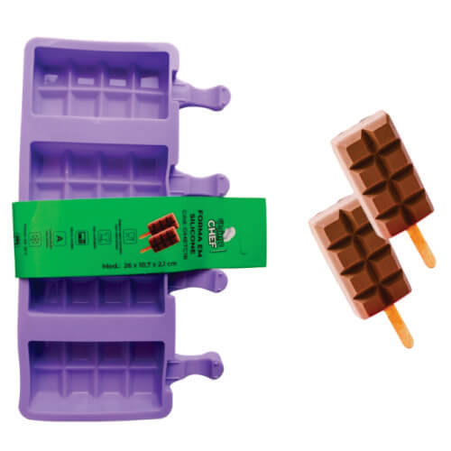 Forma Silicone Picole Tablete/Barra 26x10,7x2,1 Cm (Gmetc18) Primechef